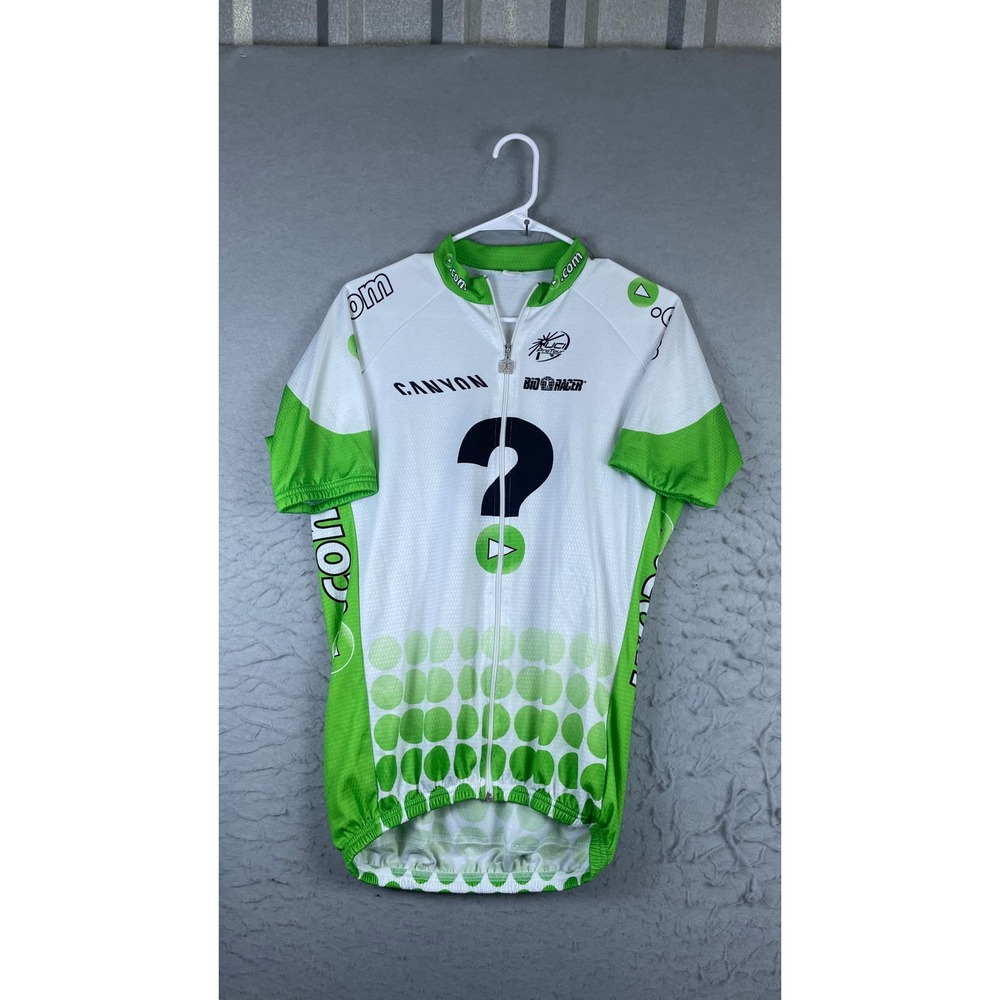 Bioracer Cycling Jersey Mens Large White Green Excellent Short Sleeve Canyon